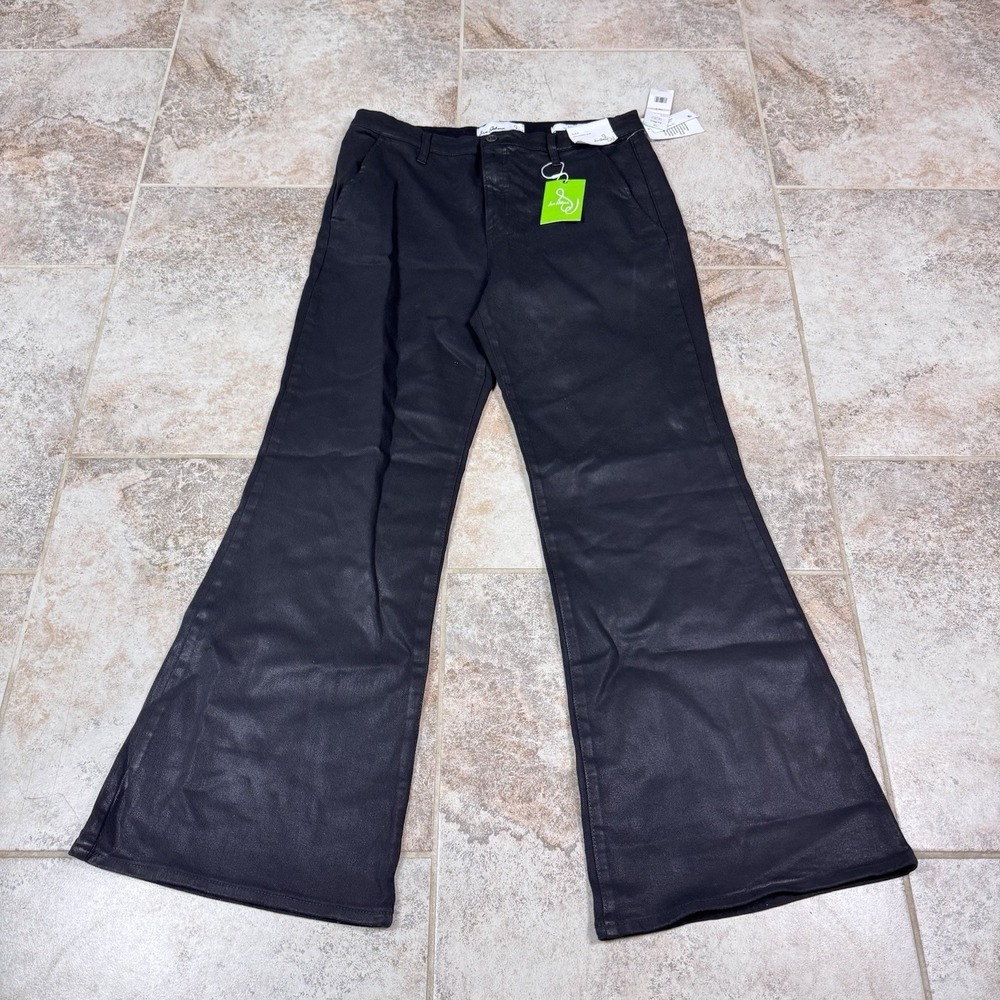 SAM EDELMAN Womens Bay Flare Trouser Jeans‎ 32x32 Black Coated Denim NWT